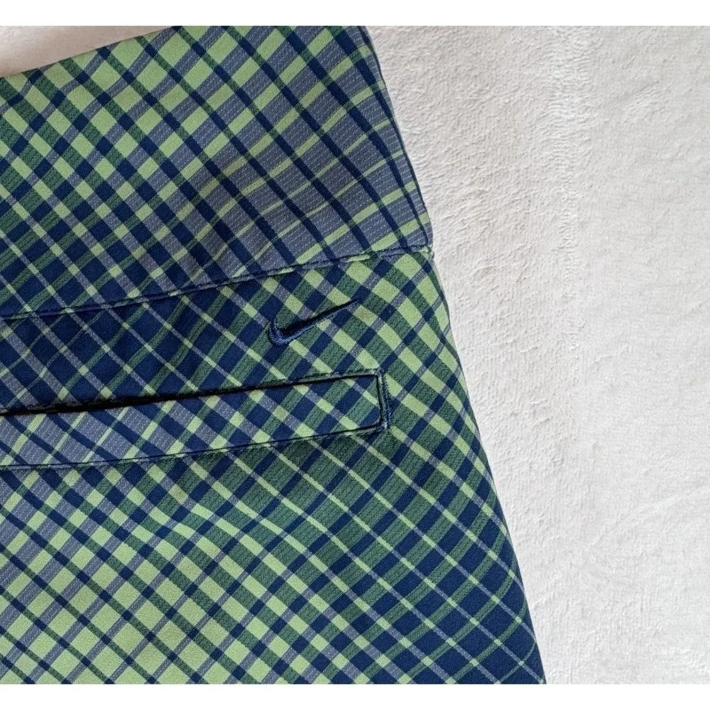 Nike Golf Skort Womens Sz 8 Green Blue Plaid‎ Dri-Fit Stretchy 2 in 1